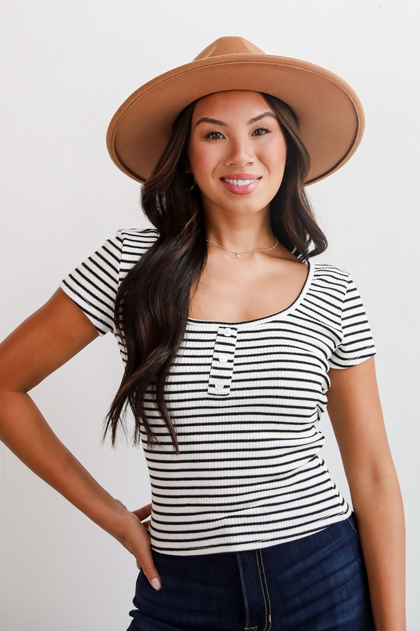 Envied Comfort Ivory Striped Knit Top - DU DEAL JR18