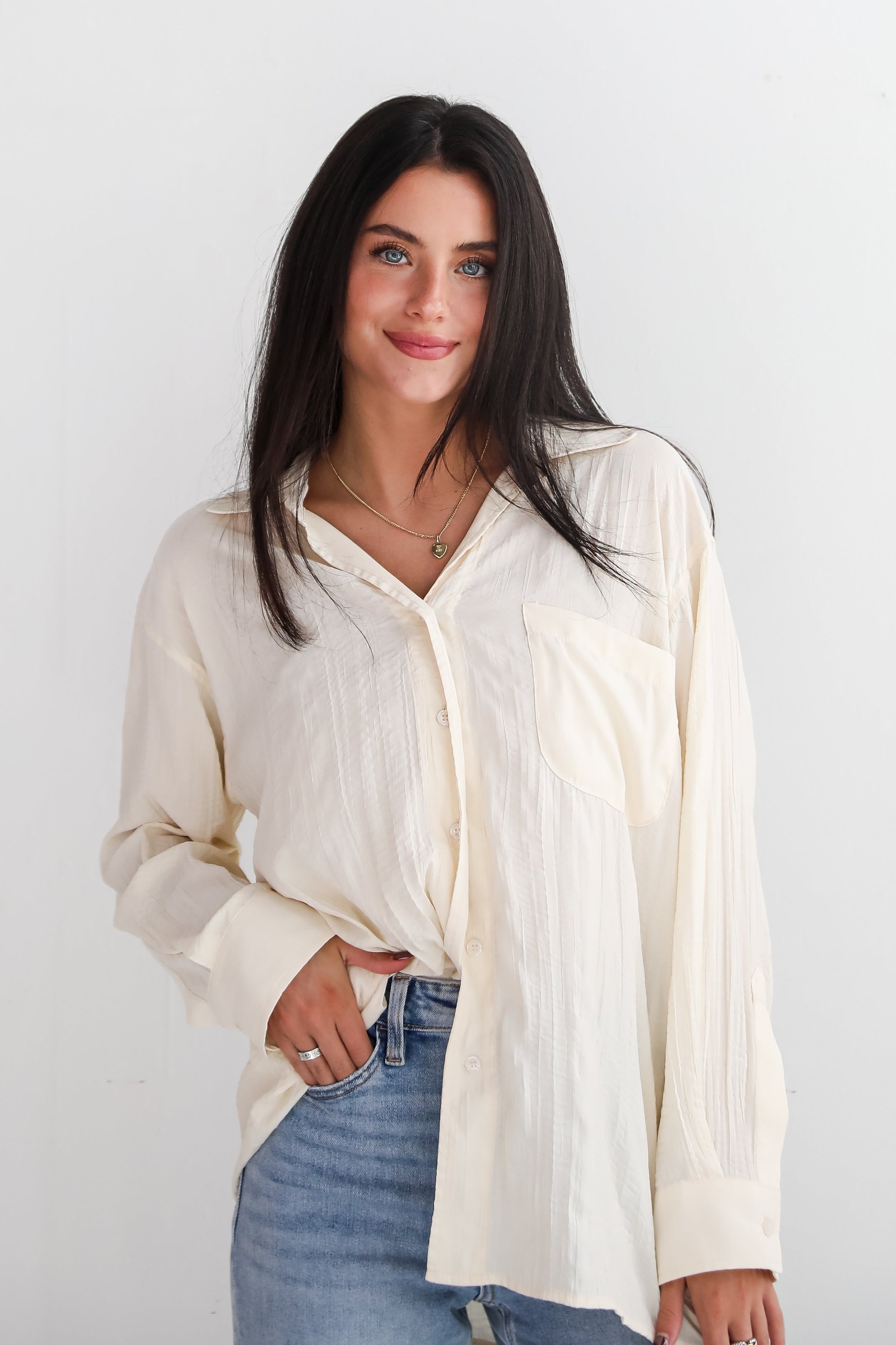 Obviously Perfect Button-Up Blouse JR40