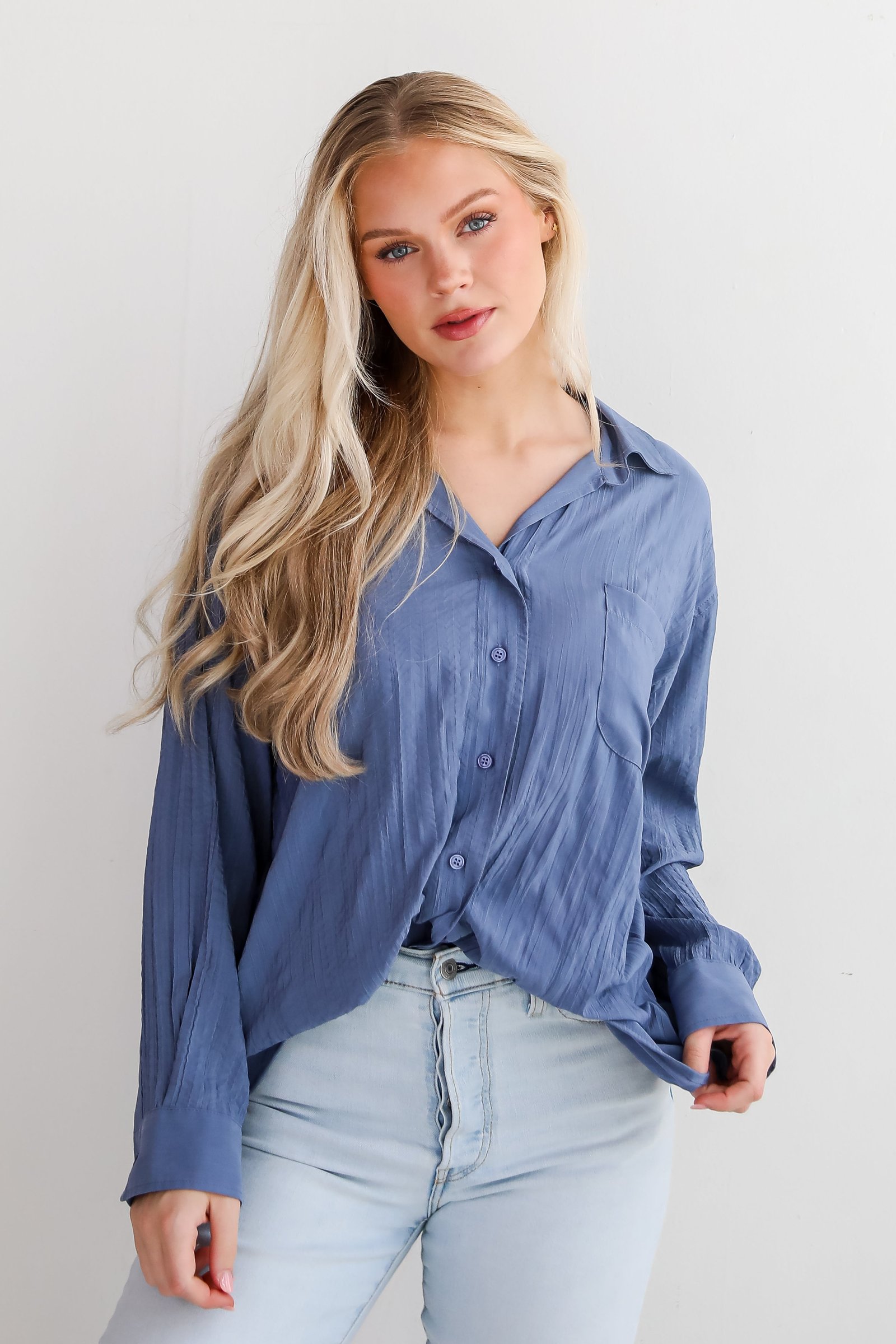 Obviously Perfect Button-Up Blouse JR40