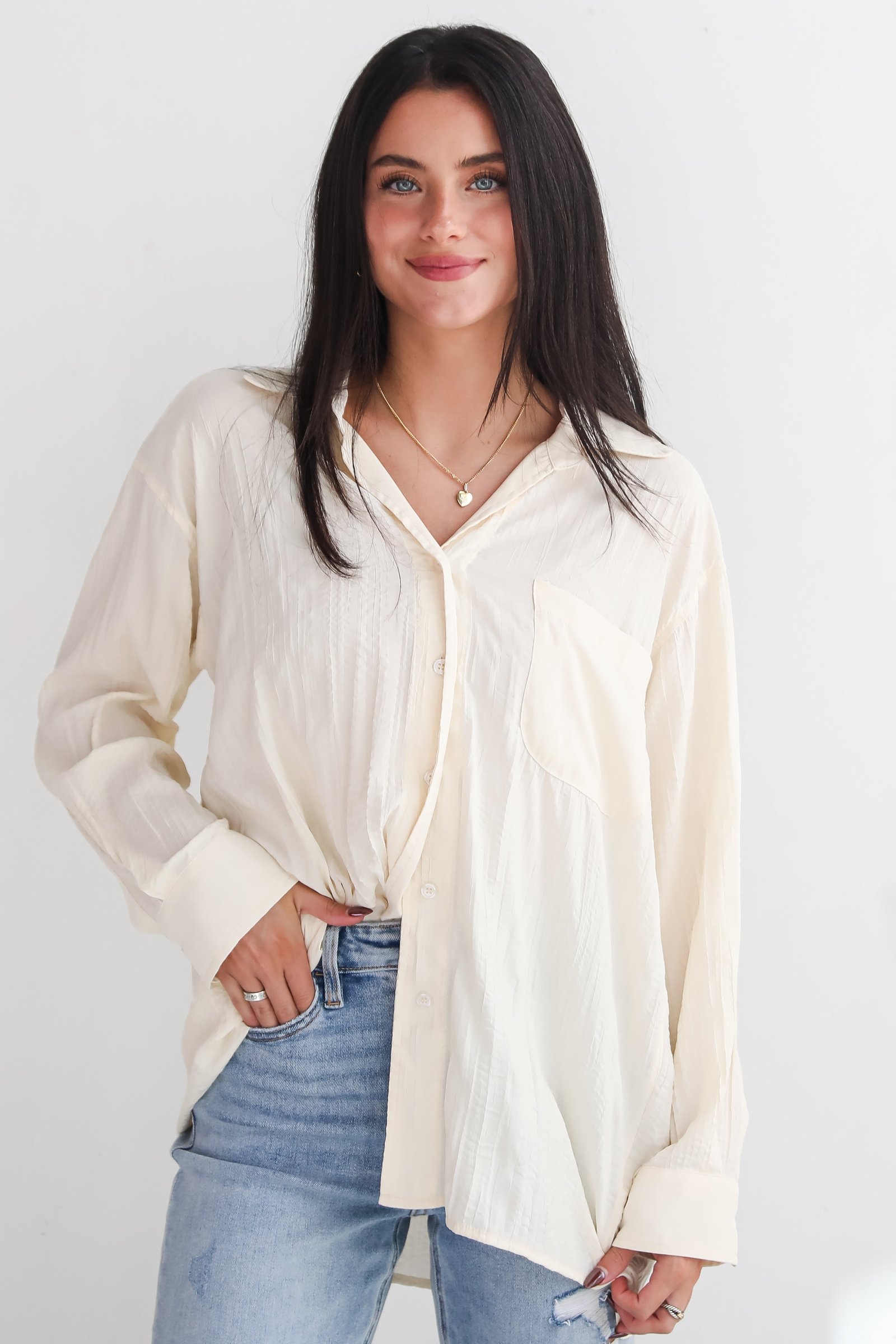 Obviously Perfect Button-Up Blouse JR40