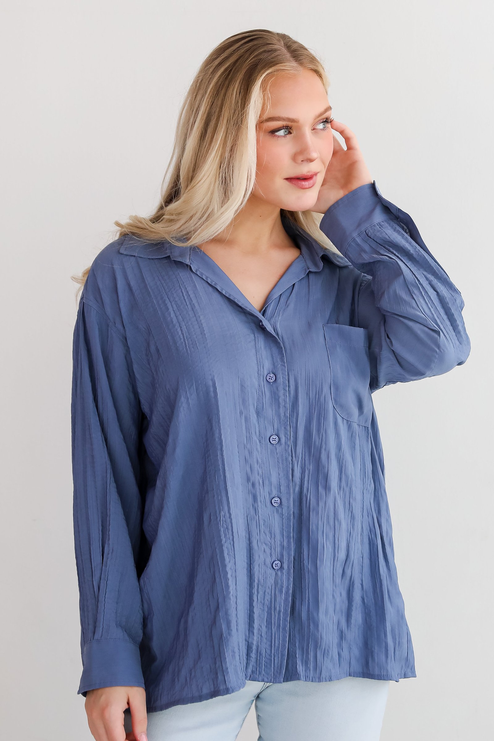 Obviously Perfect Button-Up Blouse JR40