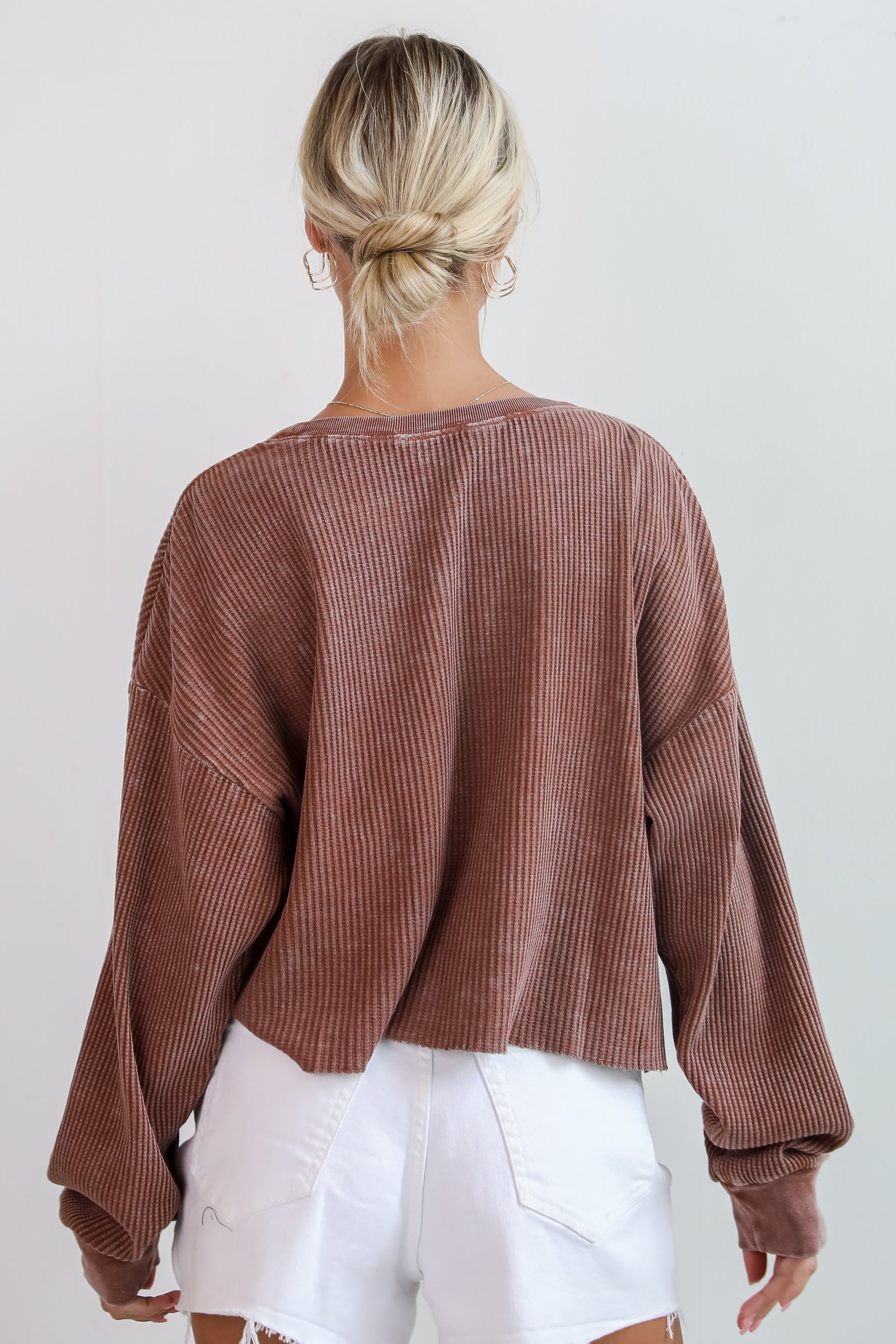 Dakota Chestnut Waffle Knit Top - DU DEAL JR19