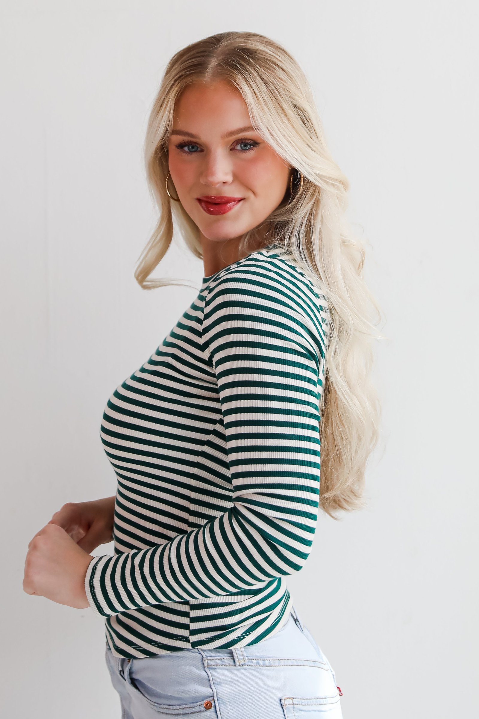 Ashley Striped Ribbed Knit Top JR17