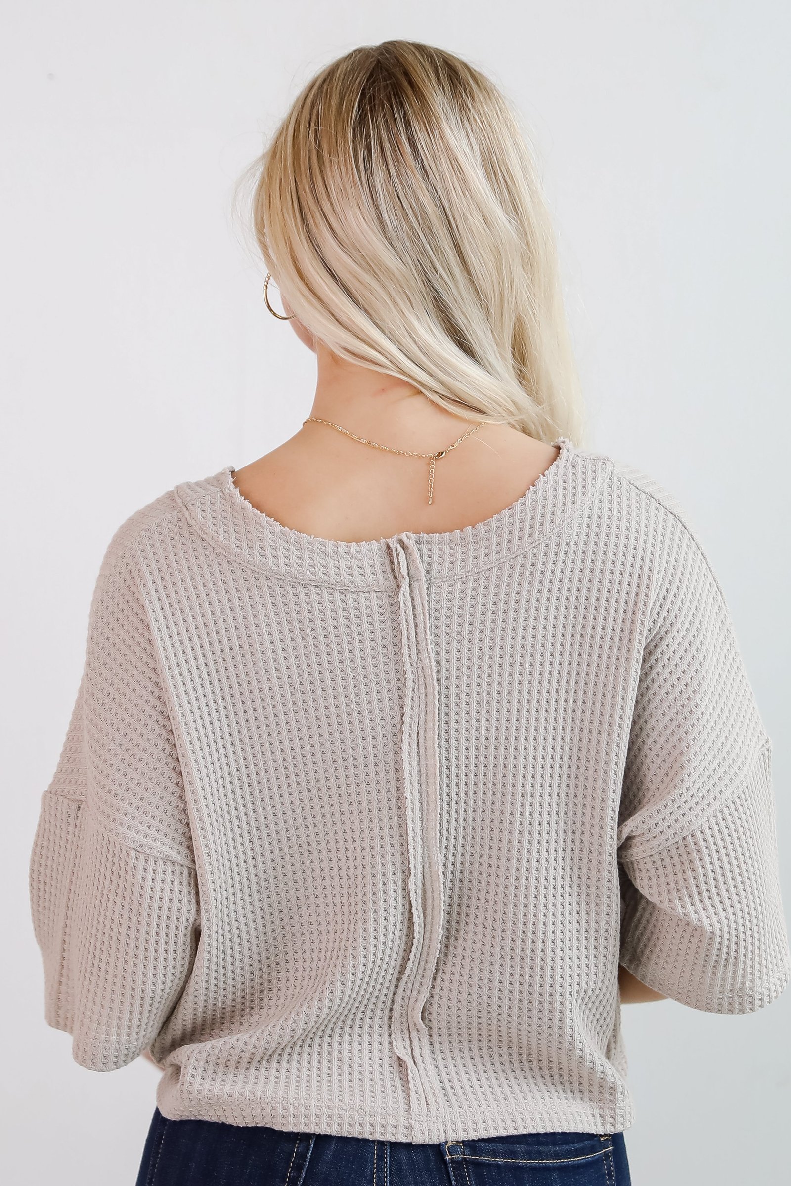 Effortless Mode Taupe Waffle Knit Tee JR15